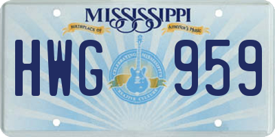 MS license plate HWG959