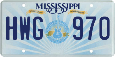 MS license plate HWG970