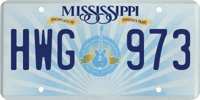 MS license plate HWG973