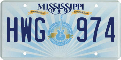 MS license plate HWG974
