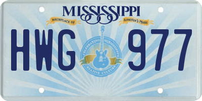 MS license plate HWG977