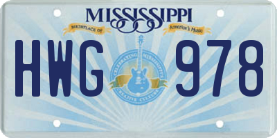 MS license plate HWG978