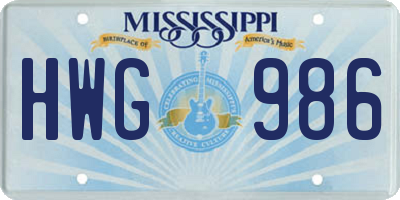 MS license plate HWG986