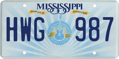 MS license plate HWG987