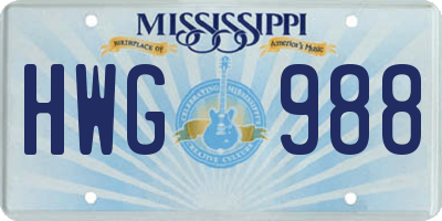 MS license plate HWG988