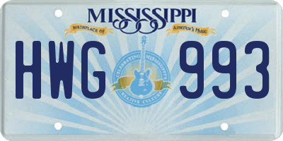 MS license plate HWG993