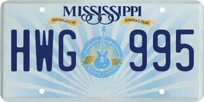 MS license plate HWG995