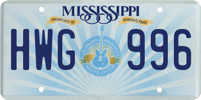 MS license plate HWG996
