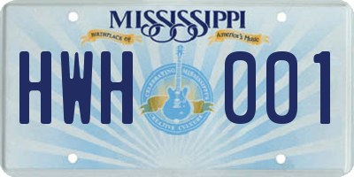 MS license plate HWH001