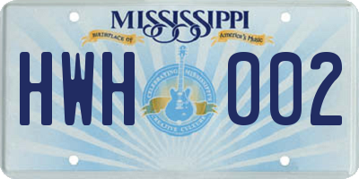 MS license plate HWH002