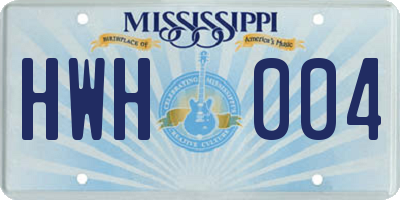 MS license plate HWH004