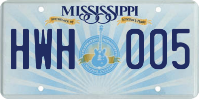 MS license plate HWH005