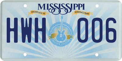 MS license plate HWH006