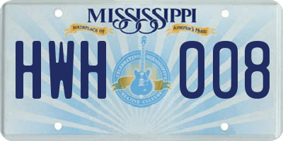 MS license plate HWH008