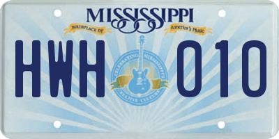 MS license plate HWH010