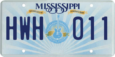 MS license plate HWH011
