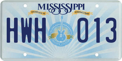 MS license plate HWH013