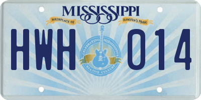 MS license plate HWH014