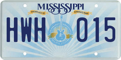 MS license plate HWH015