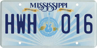 MS license plate HWH016