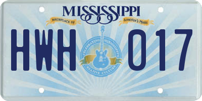 MS license plate HWH017