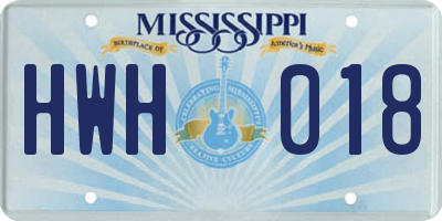 MS license plate HWH018