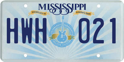 MS license plate HWH021