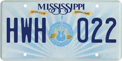 MS license plate HWH022