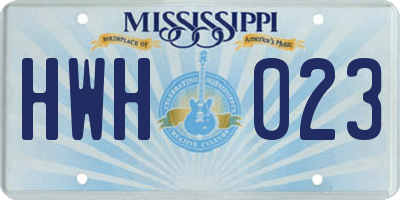 MS license plate HWH023