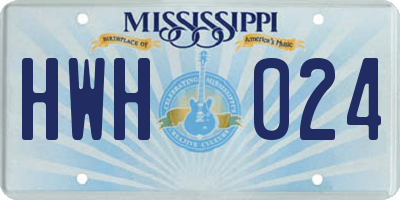MS license plate HWH024
