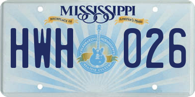 MS license plate HWH026