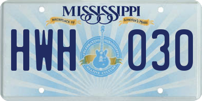 MS license plate HWH030