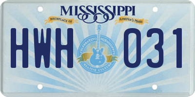 MS license plate HWH031