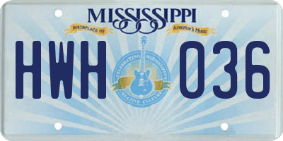 MS license plate HWH036