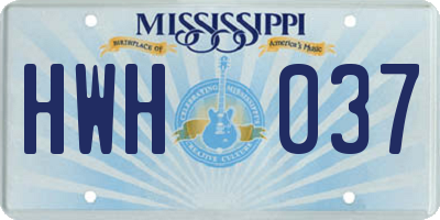 MS license plate HWH037