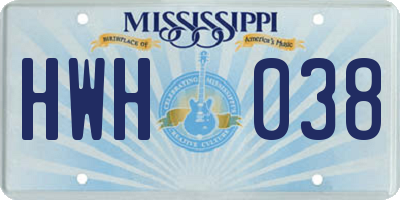 MS license plate HWH038