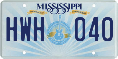 MS license plate HWH040