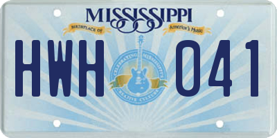MS license plate HWH041