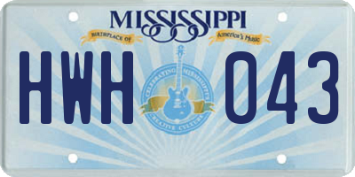 MS license plate HWH043