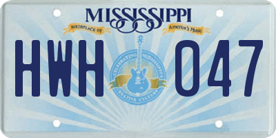 MS license plate HWH047