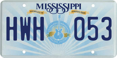 MS license plate HWH053