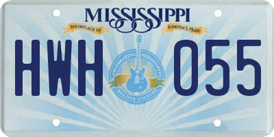 MS license plate HWH055