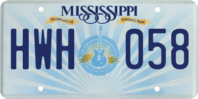 MS license plate HWH058