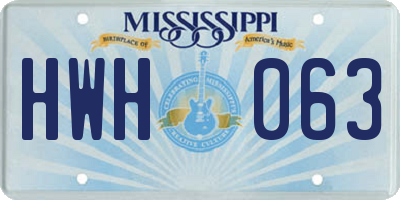 MS license plate HWH063