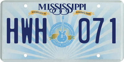 MS license plate HWH071
