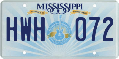 MS license plate HWH072