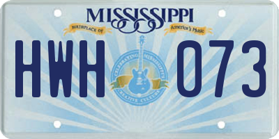 MS license plate HWH073