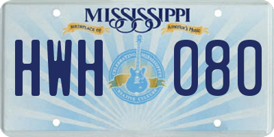 MS license plate HWH080