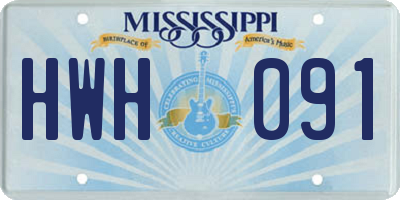 MS license plate HWH091