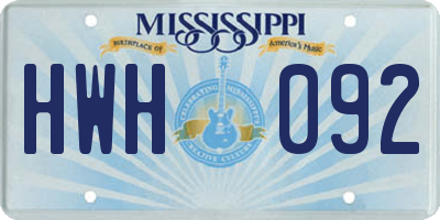 MS license plate HWH092